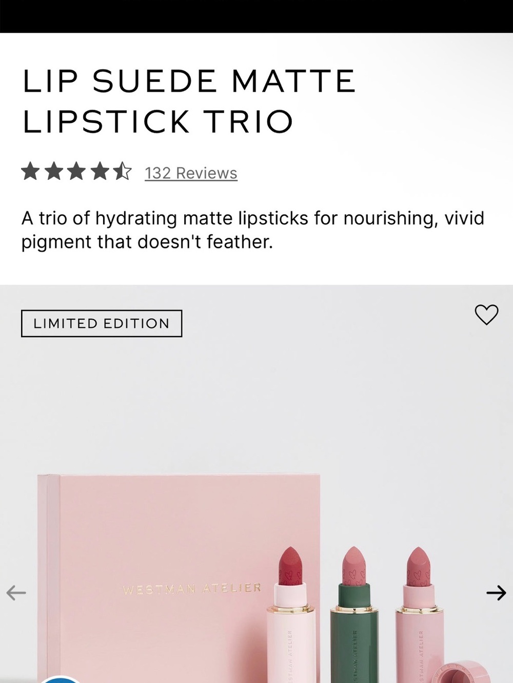 Westman Atelier Lip Suede Matte Trio — rose, mauve, dusty pink